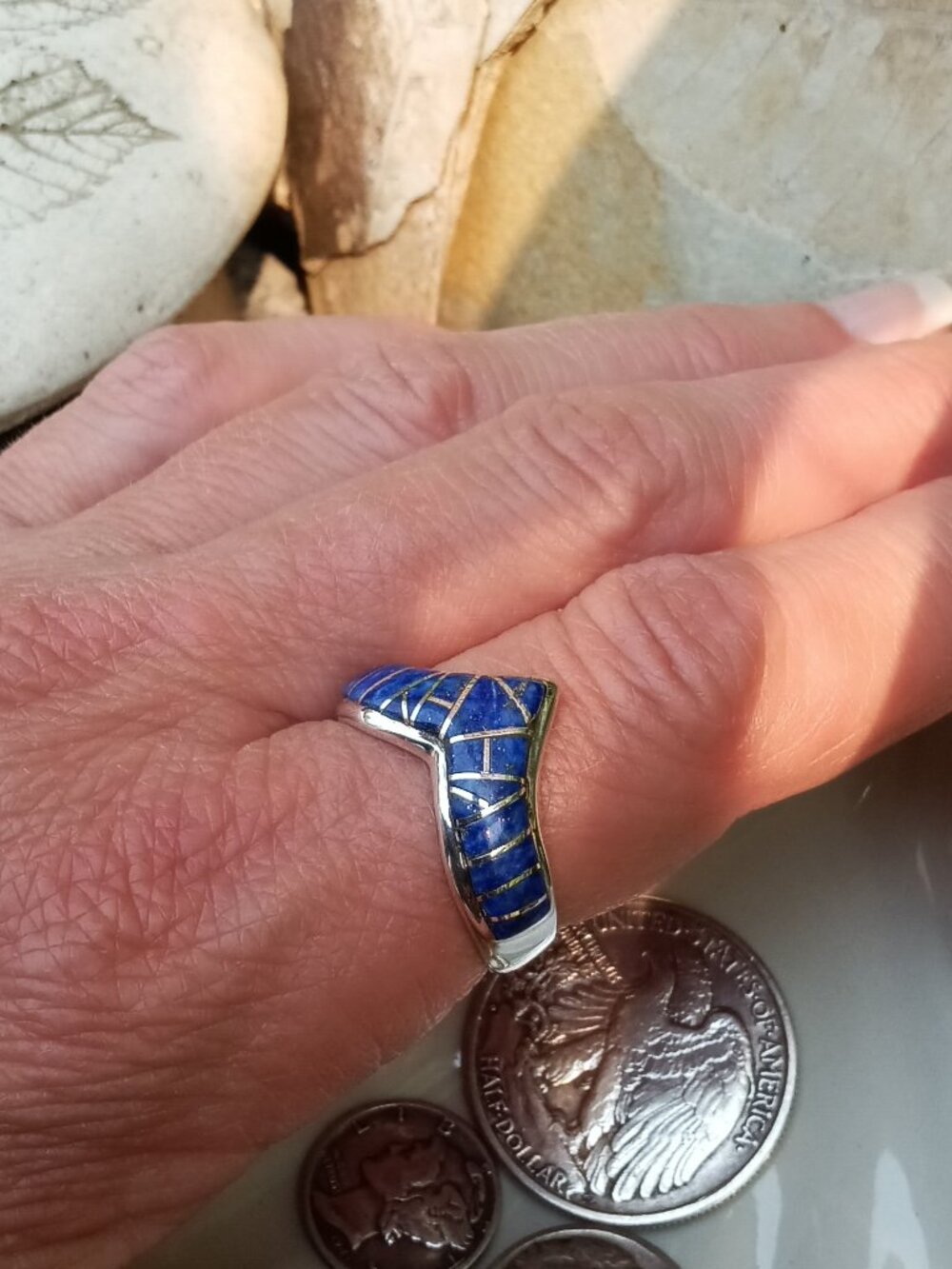 Southwest Style Lapis & Sterling Silver Ring